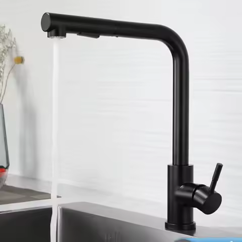 Black Pull Out Kitchen Sink Faucet Two Model Stream Sprayer Nozzle Stainless Steel Hot Cold Wate Mixer Tap Deck