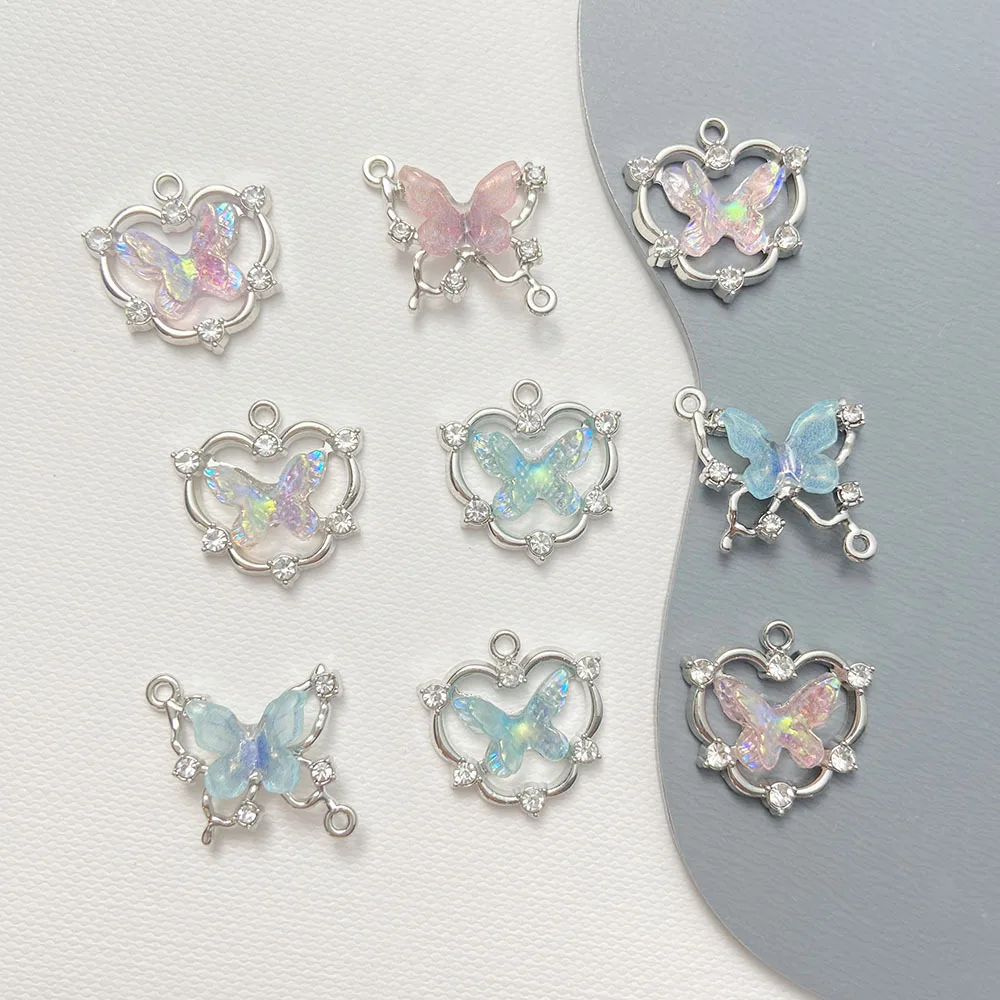 10pcs  Romantic Bling Pendant Charms Butterfly Pendants Handmade Necklace Bracelet Earrings Connectors Diy Jewelry Making