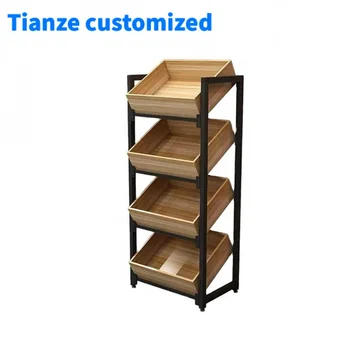 [กําหนดเอง] คุณภาพดีซูเปอร์มาร์เก็ตชั้นวางผักผลไม้ยืนแสดง