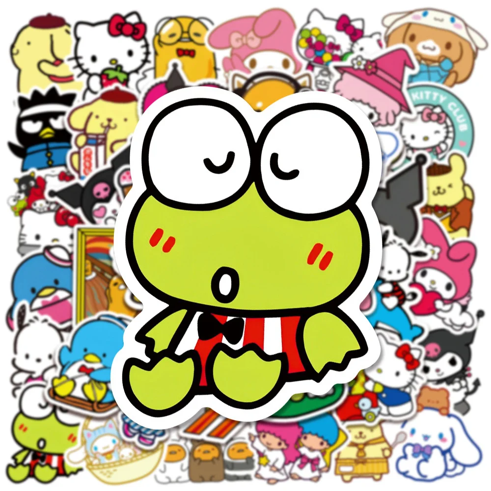 10/30/50pcs Anime Sanrio Hello Kitty Pompom Purin Kuromi Stickers Decal Decorative Stationery Car Laptop Kawaii Sticker for Kids