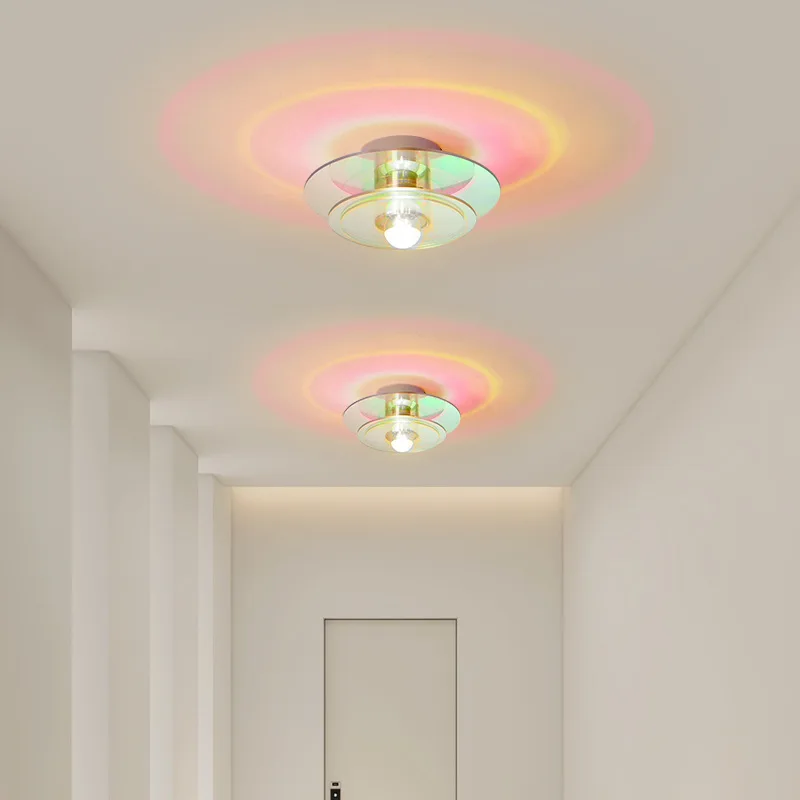 

Nordic Colorful Ceiling Light Creative Acrylic Glass Lamps Entrance Hall Corridor Stair Lights Hotel Cafe Lightings LED Fixtures