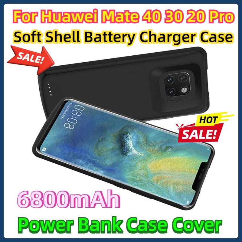 For Huawei Mate 40 30 20 Pro External Battery Pack Soft Shell for Huawei Mate Battery Charger Case Power Bank Case Cover 6800mAh