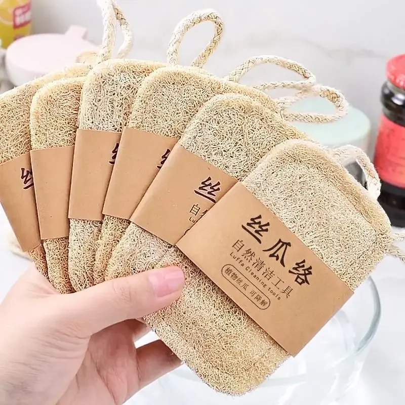 3/5Pcs Natural Luffa Dish Washing Cloth Sponge Eco-Friendly and biodegradable Material Easy to Clean Scrubber Kitchen Clean Tool