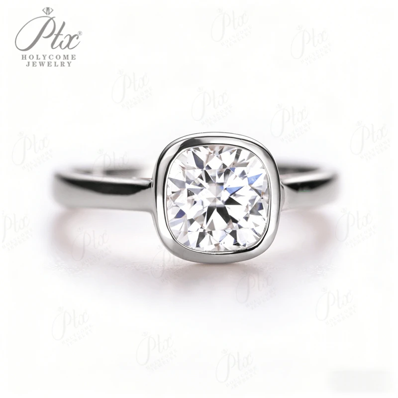 

Cushion Cut Moissanite Ring 2CT DColor 925 Silver Engagement Ring Radiant Piece That Accents a Woman's Sophisticated Temperament