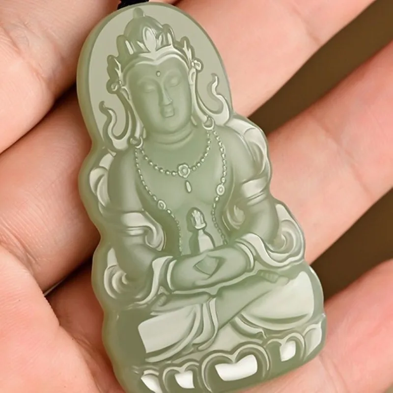 

New Natural Blue Jade Guanyin Pendant, Elegant and Versatile Fashion Pendant