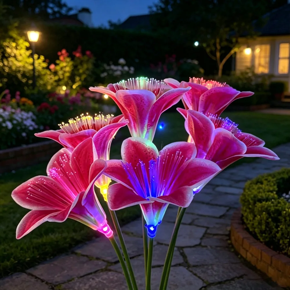 Solar Powered Solar Garden Light Waterproof LED Simulated Flower Landscape Light Rose Flower Design Ballet Skirt Shape