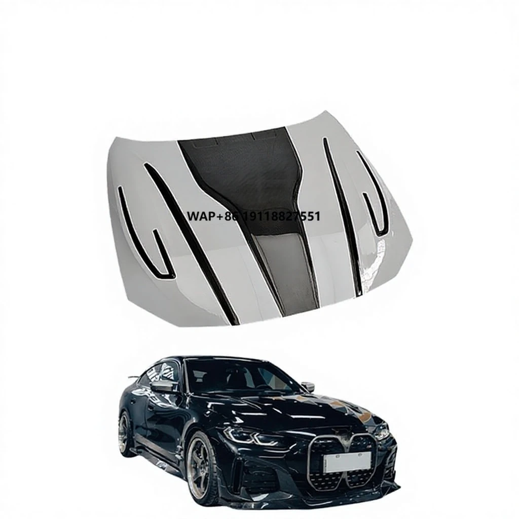 

New Original Design Full Dry 3K Twill Glossy Carbon Fiber Black Front Hood Bonnet Replacement Kit for I4 2022+