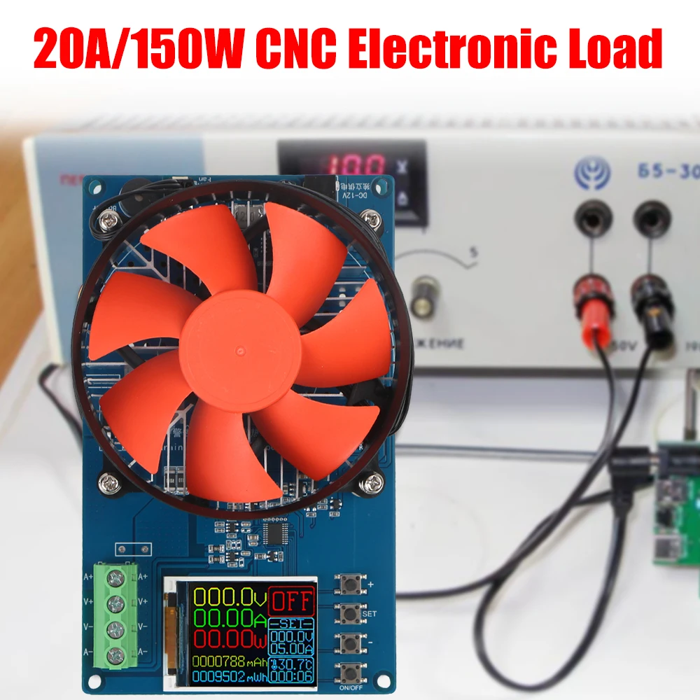 Electronic Load 4-wire Lithium Battery Tester Battery Tools US Plug Adjustable Testing Module 150W 20A DC