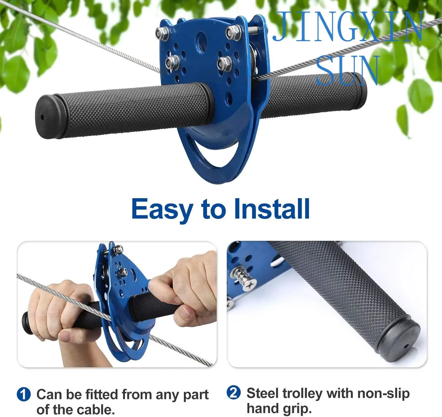100FT Zip Line Kit with Electrical Trolley System Ultimate Safety Gear for CNC Machines