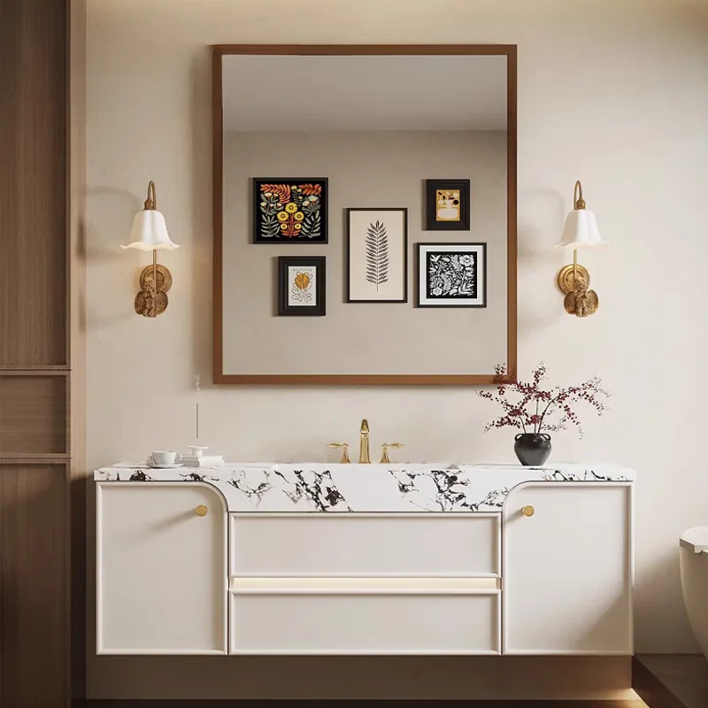 

Ceramic Seamless Basin Bathroom Cabinet Combination Oak Corian Double Basin Toilet Washbasin Face Cabinet