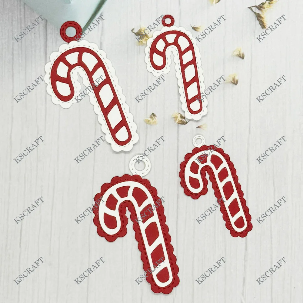 KSCRAFT Scalloped Candy Cane Tags Cutting Dies Stencils for DIY Scrapbooking Decorative Embossing DIY Paper Cards
