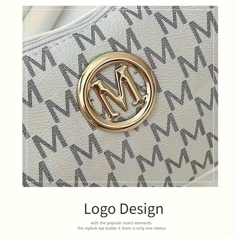 Modische Damen-Handtasche mit geometrischem Muster, Ketten-Unterarmtasche, Metall-Logo-Dekor, leichte Schulter- und Umhängetasche für den täglichen Gebrauch – Detail 4