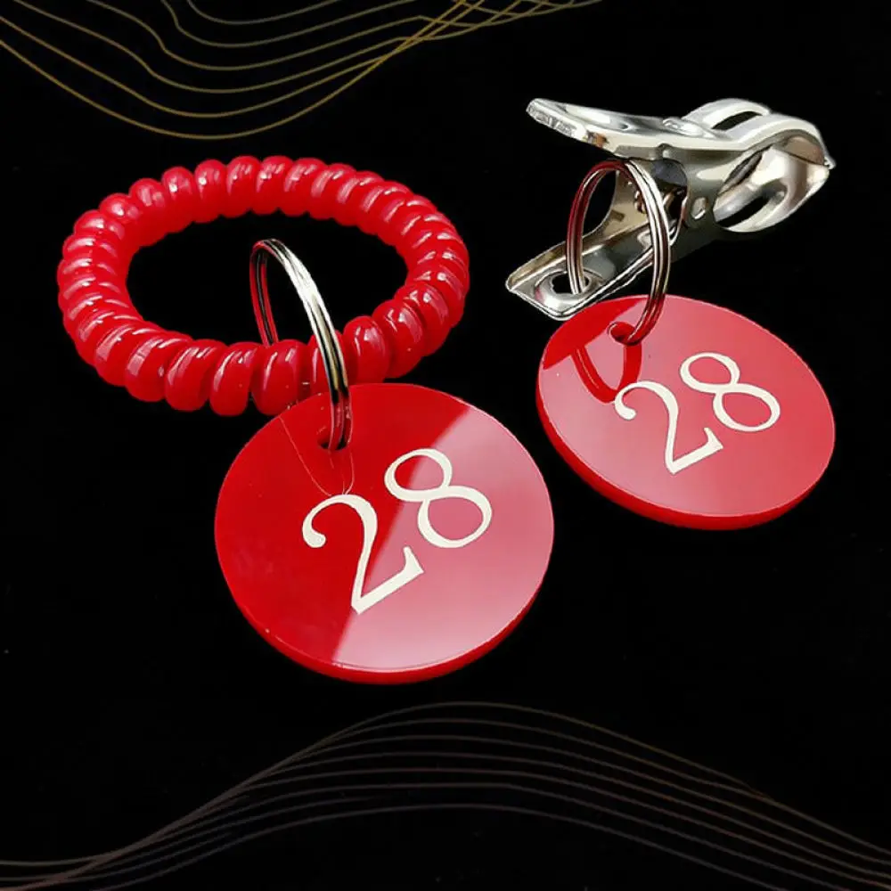Number Card Acrylic Marker Food Serving Tag For Restaurant Dining Table Order Management With Metal Ring Clip