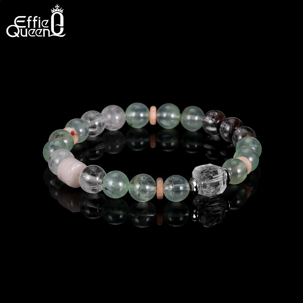 

EFFIE QUEEN Браслет из натурального камня с бирюзовыми бусинами для женщин, подарок, целебные энергетические кристаллы, ювелирные изделия, эластичные браслеты GMB85
