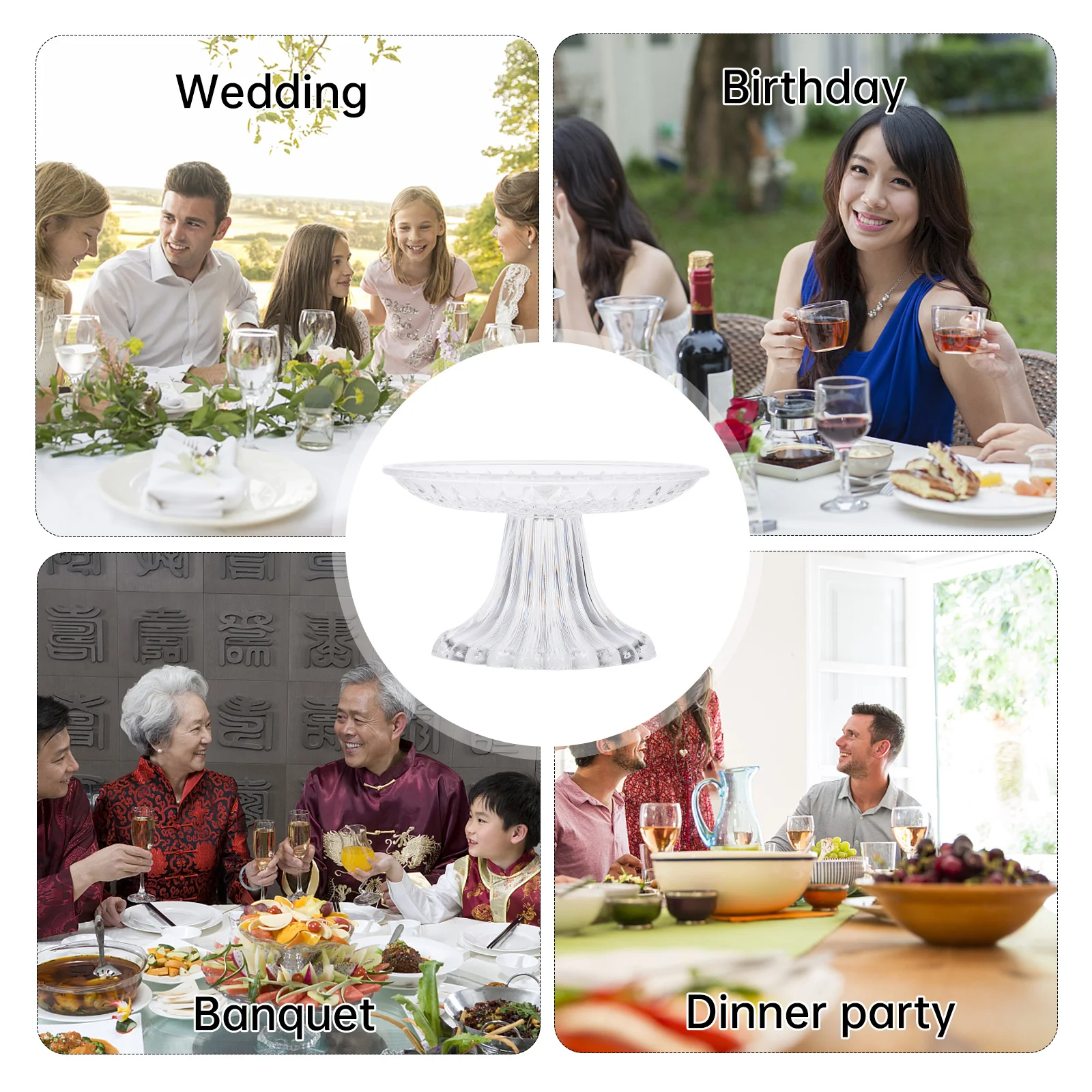 

1Pcs Acrylic Fruit Plate Transparent 15cm Home Hotel Ktv Wedding Dessert Tray Display Stand Fruit Plate Dessert Stand