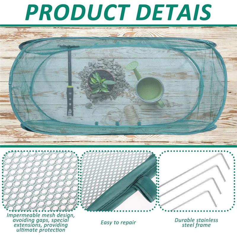 ALIM-3 Pieces Garden For Plants Cover 99X40x45cm With 24 Ground Nails,Mesh Netting Covers Net Cage Guard Protector For Plant