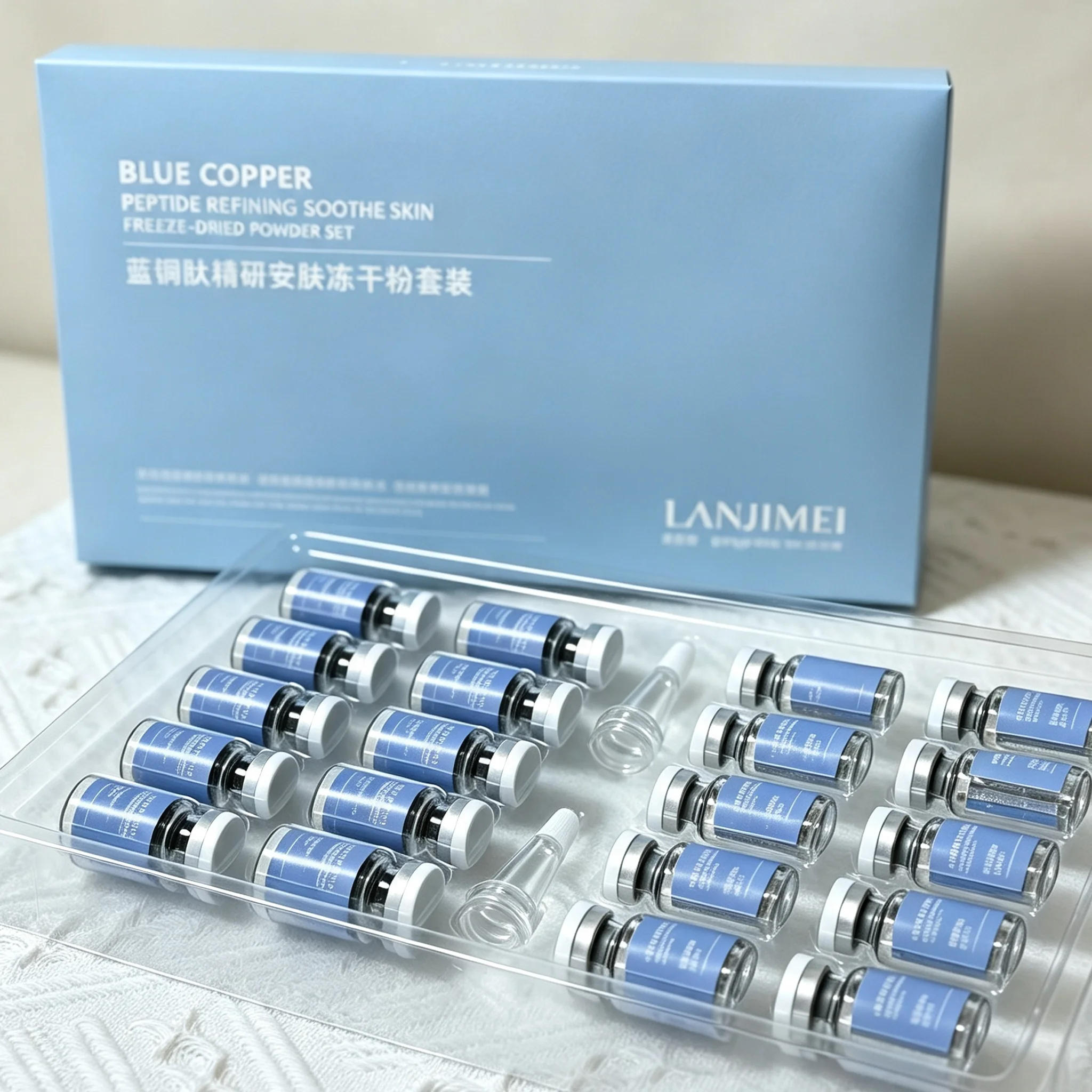 GHK-Cu Blue Copper Peptide Freeze-Dried Powder Oligopeptide Anti Wrinkle Essence Acne Treatment Skincare Serum 20pcs