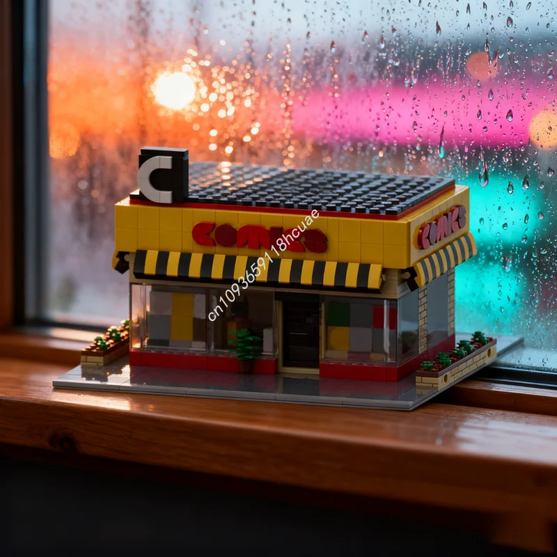 

1023 шт. MOC модульный магазин комиксов, модульная модель, строительные блоки, конструкция, сборка, рождественский подарок, сделай сам, развивающие игрушки для детей