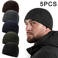 5pcs Men's Winter Brimless Hats Soft Windproof Comfortable Fit Ideal for Cycling Jogging Outdoor Sports