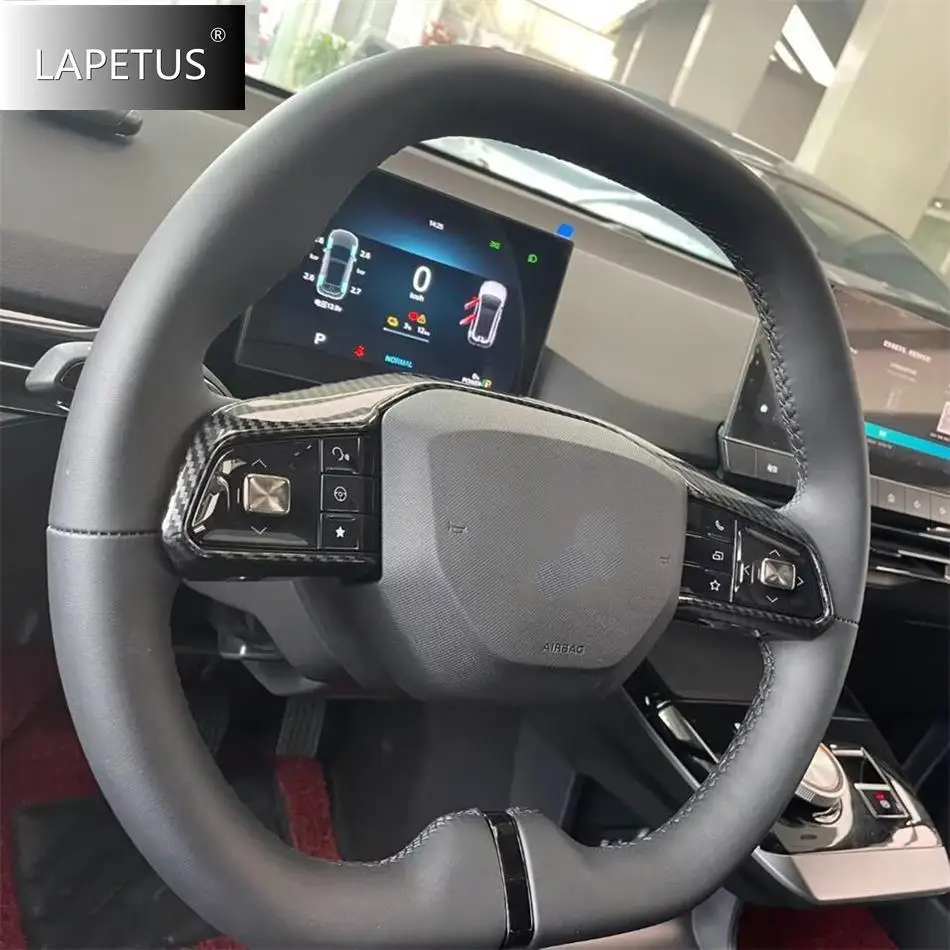 

Carbon Fiber Look Auto Steering Wheel Button Frame Panel Decor Cover Trim Interior Modified Accessories For MG 4 EV 2023 2024