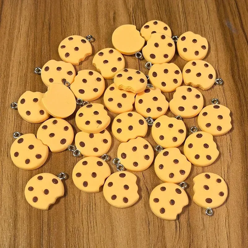 10Pcs Cute Broken Cookie Biscuit Resin Charms Cartoon Snack Food Pendants DIY Handmade Accessories for Earrings Necklaces
