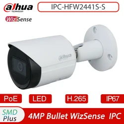 Dahua IPC-HFW2441S-S 4MP IR 30M Fixed-focal Bullet WizSense Network PoE IP67 CCTV Security Camera  Human Detection Built in MIC