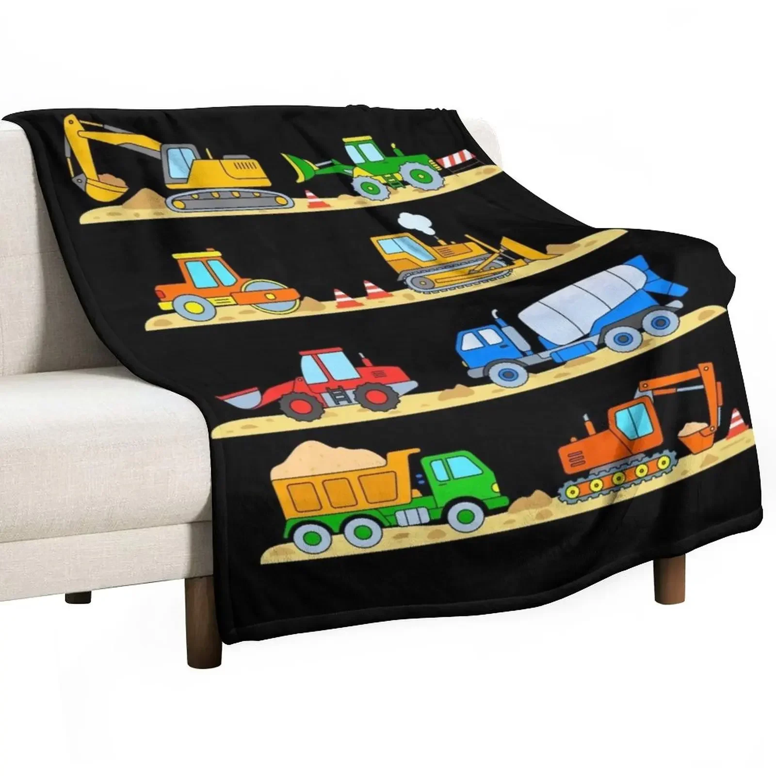 Construction Digger Dump Truck Bulldozer Concrete Mixer Throw Blanket Soft Plaid Sofa Large For Baby Blankets