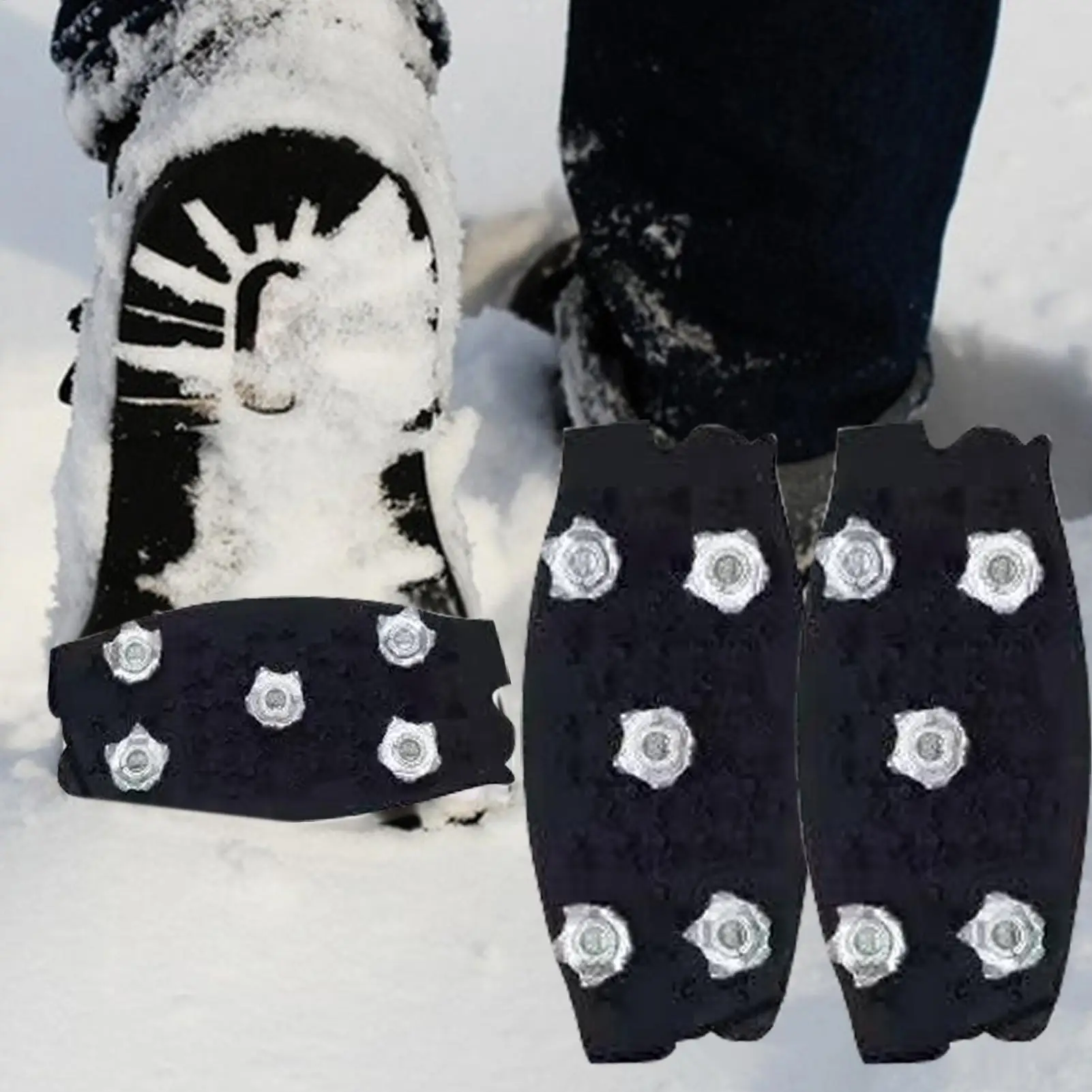 Shoes Ice Cleats With 5 Steel Studs PET rubber Ice Snow Spikes Anti-slip Outdoor Climbing Boots Ice Snow Grips Crampons Gripper