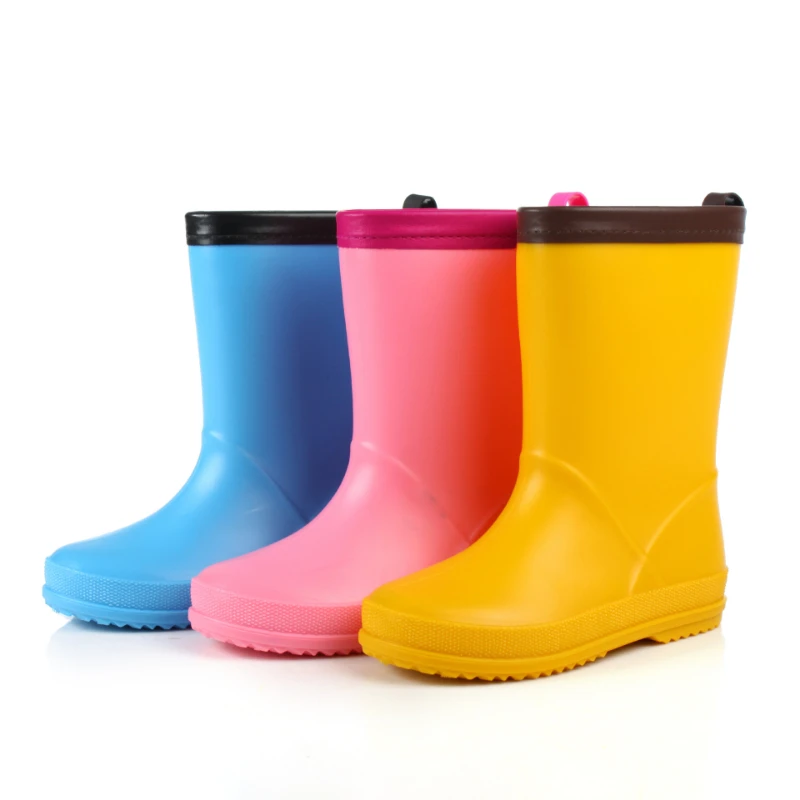 New Boys Girls Fashion Rubber Rain Boots Waterproof Children Mid-calf Rainboots Solid Color Kids Water Shoes Wellies