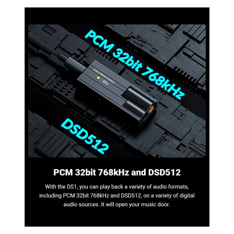 

REPLA-Audio DS1 DSD512 Hifi USB DAC Dongle Mini Audio Decoder Headphone Amplifier Amp 4.4MM Balanced Support 32Bit/768Khz