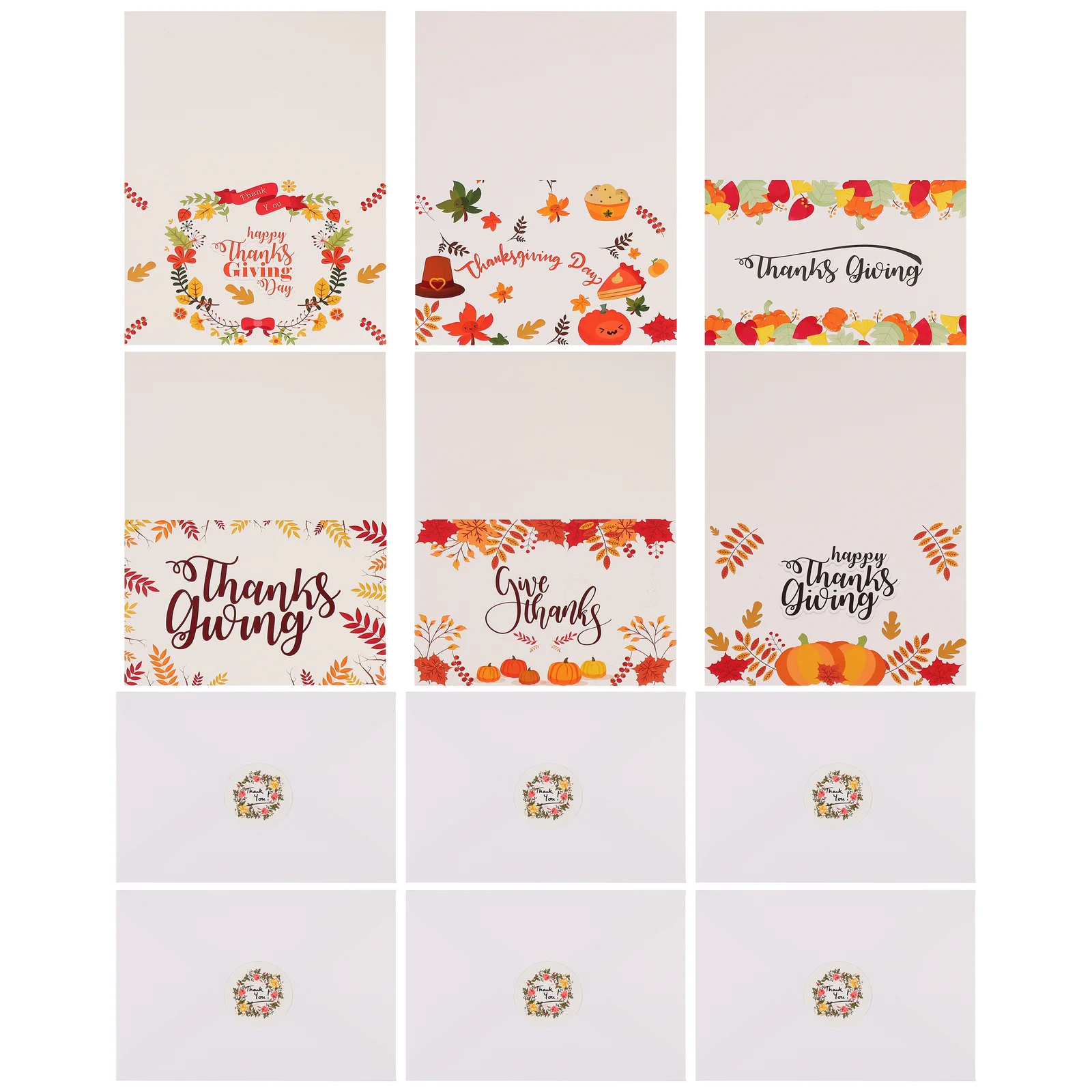 12 Pcs Thanksgiving Greeting Card Blank Cards with Envelopes Blessing Message Postcards Autumn