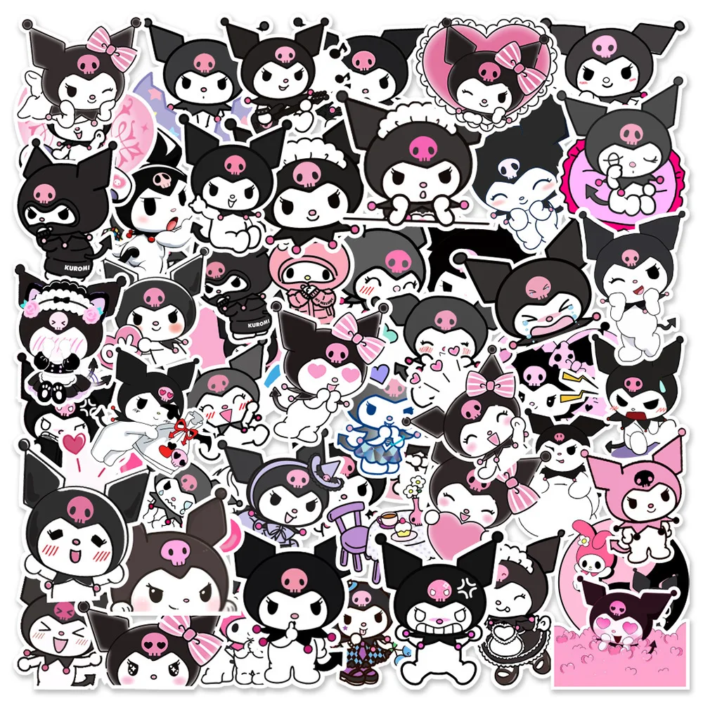 50Pcs Kawaii Sanrio Kuromi Stickers Cartoon Cute Guka Luggage Notebook Car Refrigerator Stickers Motorcycle Graffiti Decals