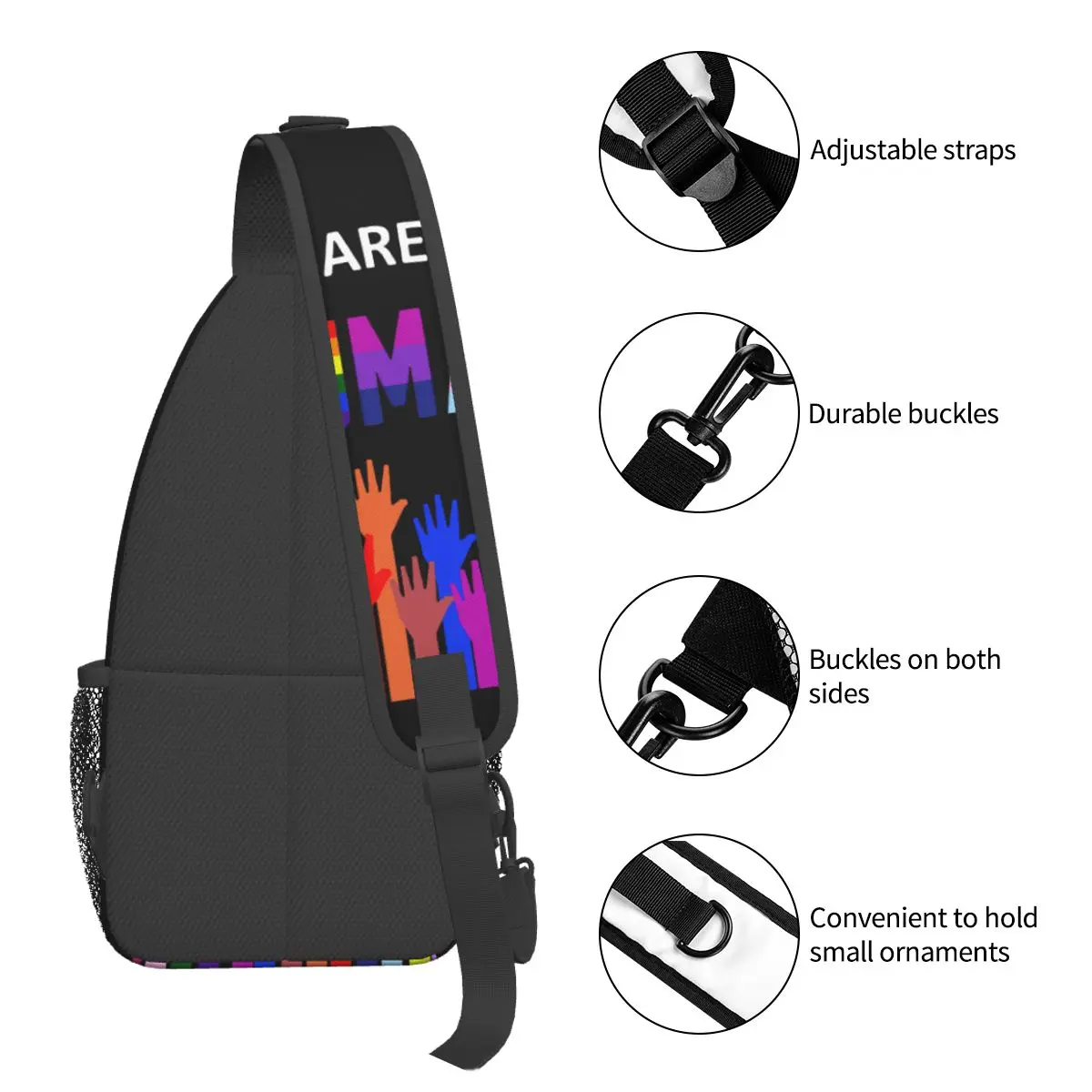 LGBT Rights Pride Sling Bag petto Crossbody spalla zaino sport all'aria aperta zaini siamo tutti sacchetti di scuola modello umano