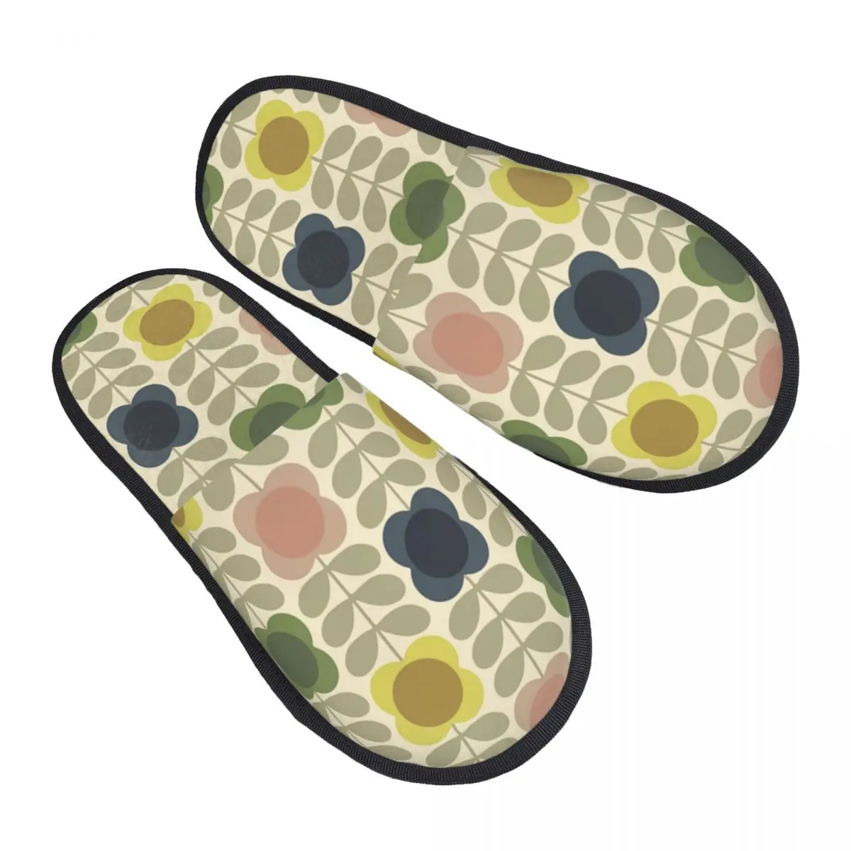 

Orla Kiely Summer Flower Stem Soft Memory Foam House Slippers Women Scandinavian Pattern Comfy Warm Anti-skid Sole Slipper