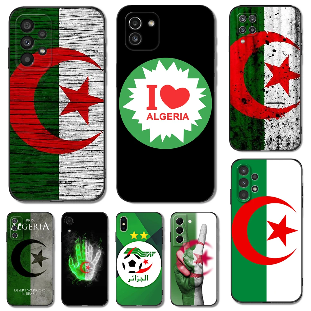 Black Tpu Case For Samsung Galaxy A03 SM-A035 A03 Core A03S A13 A23 LTE A33 A53 A73 4G 5G Algeria National flag