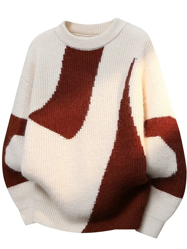 

Faionable Casual Knitted Sweater round Ne Base irt for Teens Warm Trendy Polyester Fiber Long Sve Winter Sweatirt