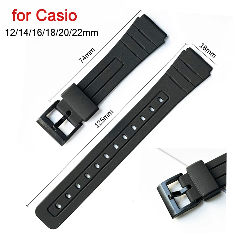 Rubber Watch Strap for Casio F-91W 12mm 14mm 16mm 18mm 20mm 22mm Sport Waterproof Diving Men Resin Replace Bracelet Band