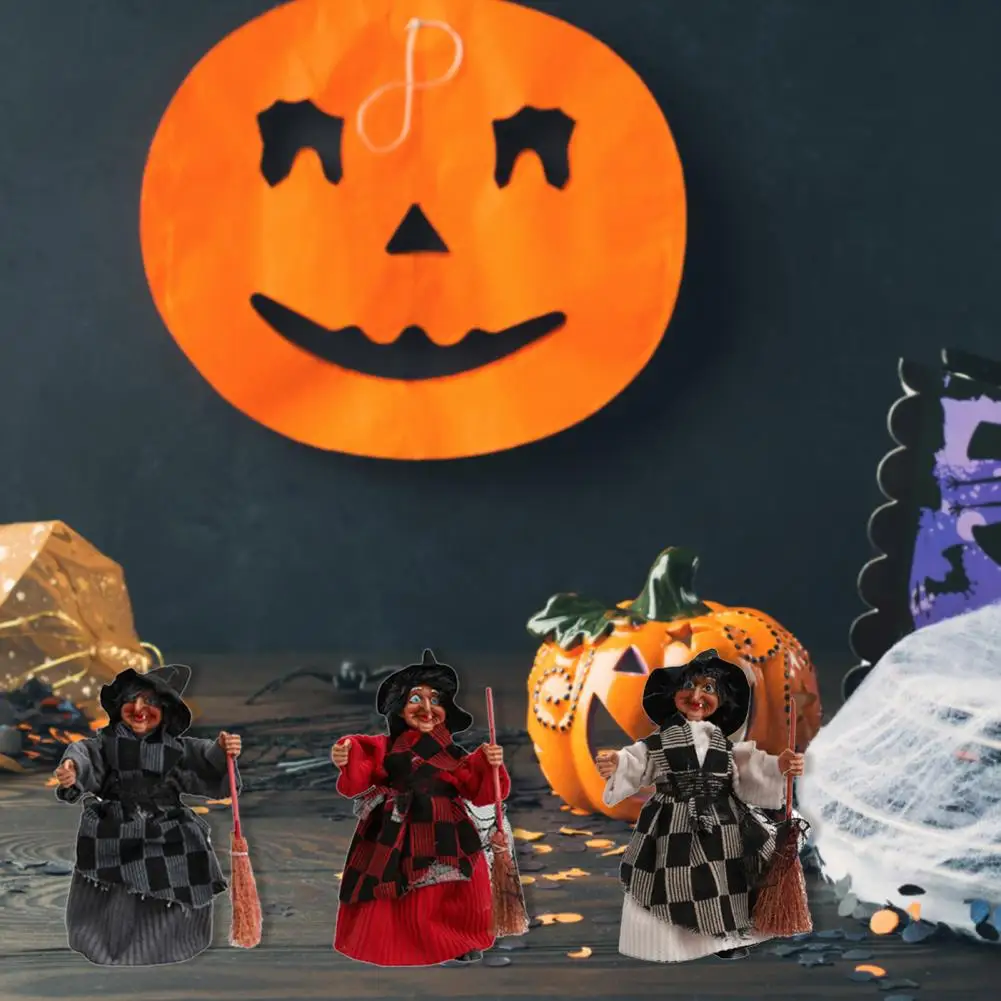 

Witch Themed Home Decor Halloween Broom Witch Decoration Set for Haunted House Party Ghost Day Scene Layout Desktop Ornament
