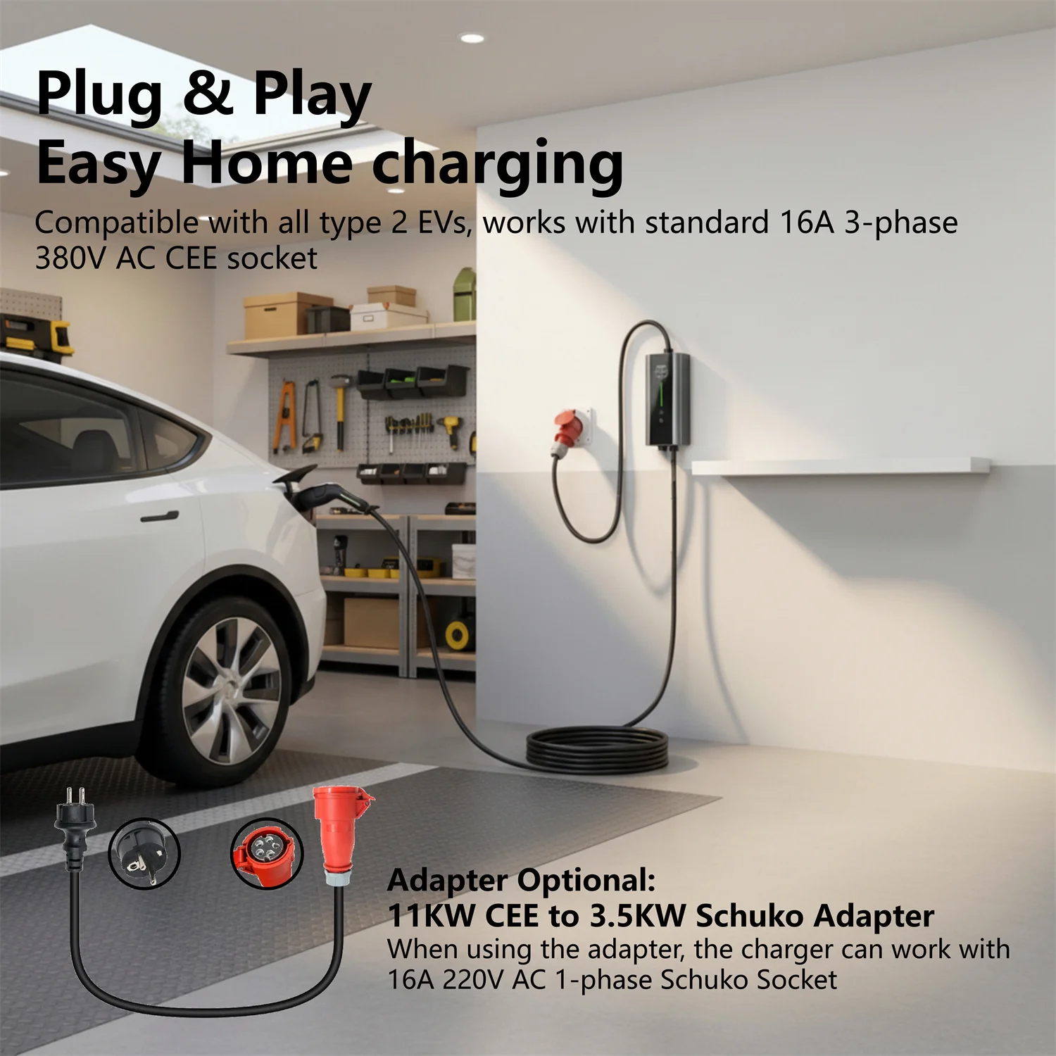 Wifi APP Monitoring Fast Charging Type 2 32A 22KW Portable Ev Charger 16A 11KW 380V AC