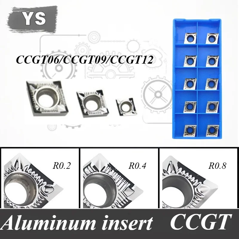 

10 шт. CCGT060202 CCGT09T304 CCGT120408 AK твердосплавная вставка для алюминия SCLCR внешний токарный инструмент лезвие детали токарного станка резак с ЧПУ