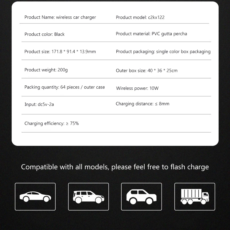 

Устойчивый беспроводной автомобильный держатель для телефона, 10 Вт, для быстрой зарядки Qi, с противоскользящей силиконовой накладкой, амортизирующий, для iPhone 12/12 Pro