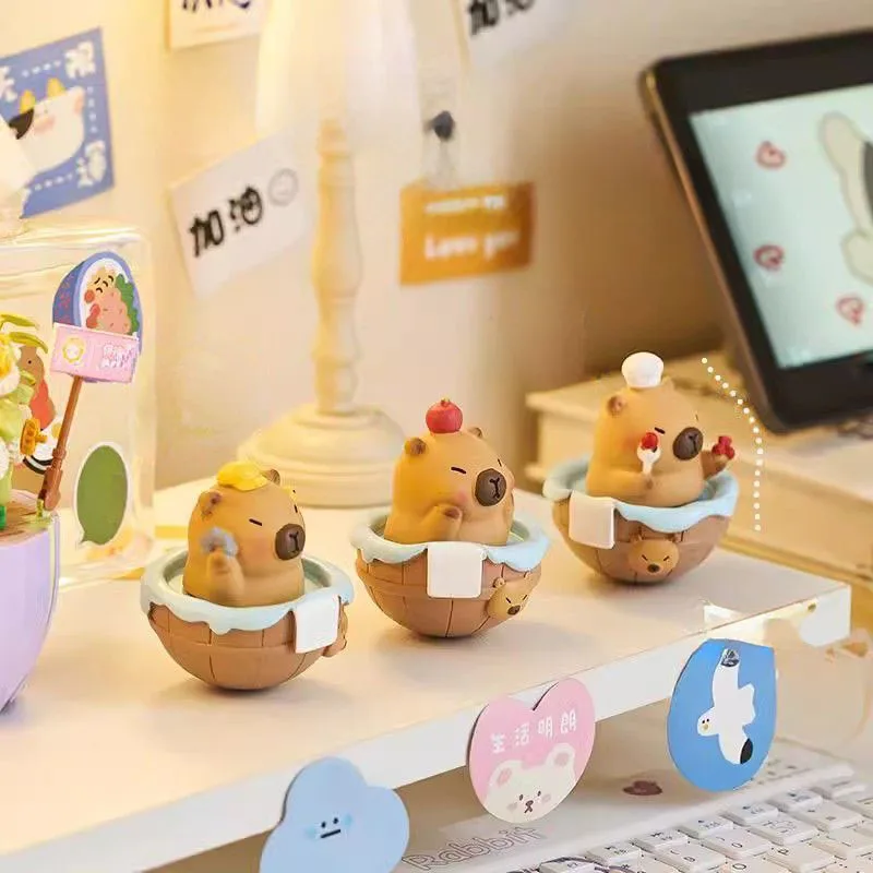 Leuke Capibara Baden Wiebelen Speelgoed Kawaii Tumbler Beeldjes Desktop Decor Blind Box Speelgoed Kantoor Tafeldecoratie Nachtkastje Meisjes