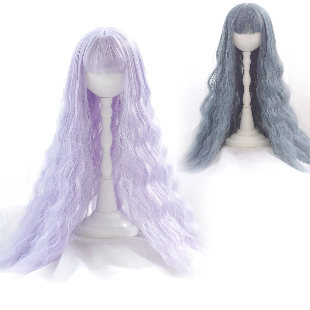 

D09-P377 детская игрушка ручной работы, парик для куклы MSD BJD 1/6 1/4 1/3, фиолетово-синий, термостойкий, волнистый, длинные волосы, 1 шт.