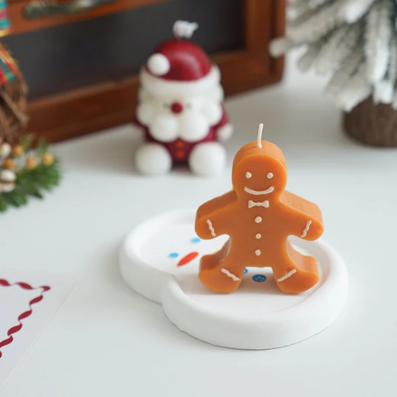 1pc Christmas Snowman Plaster Tray Candle Ornaments Tray Desktop Decorations Party Gifts Photo Props