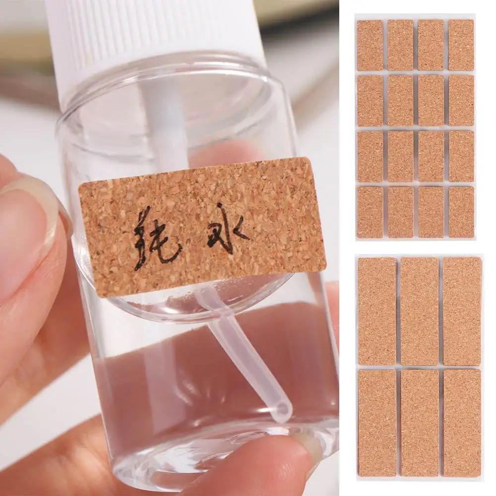 36/96pcs Self-adhesive Cork Wooden Labels Stickers Waterproof Removable Spice Jar Label Stickers No Glue Marks DIY