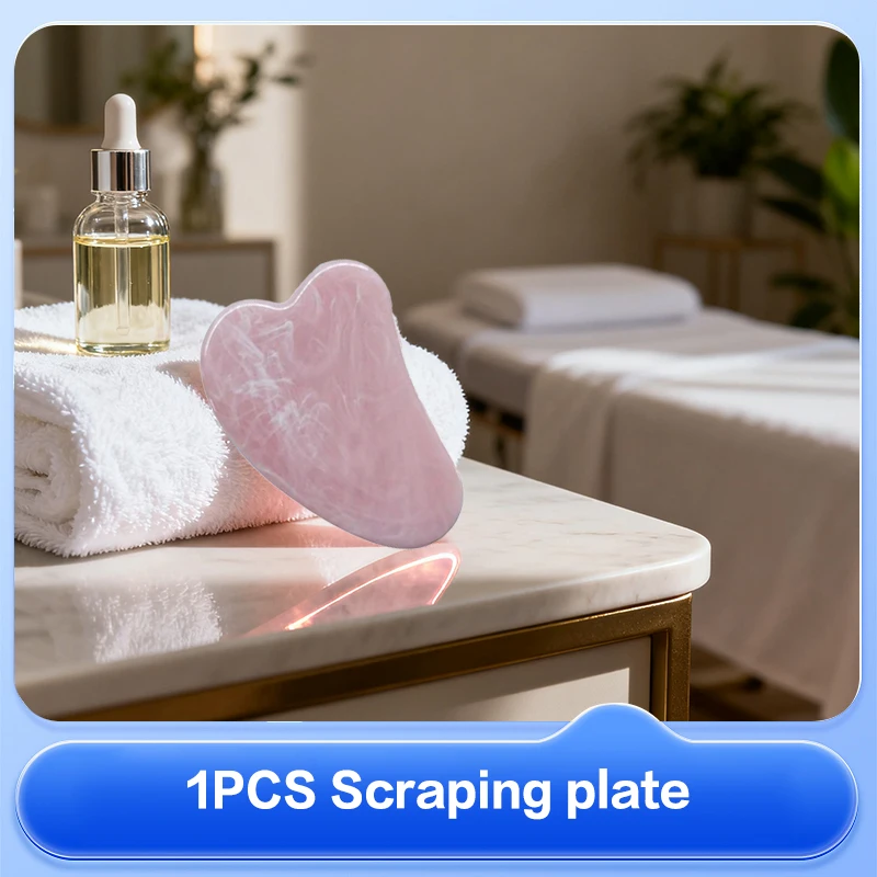 Placa raspadora de jade natural gua sha, massagem, quartzo rosa, pedra guasha para rosto, pescoço, levantamento da pele, removedor de rugas, cuidados de beleza
