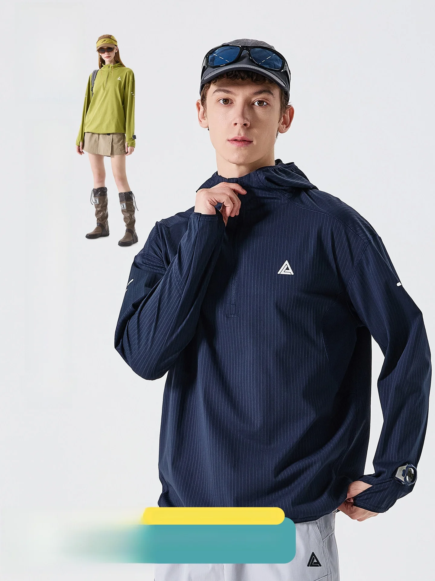 

LAZY DAY Outdoor Long Sleeve T-Shirt Men's Hiking Sun Protection Sportswear Polyester Quick Dry Half Zipper Stand Collar