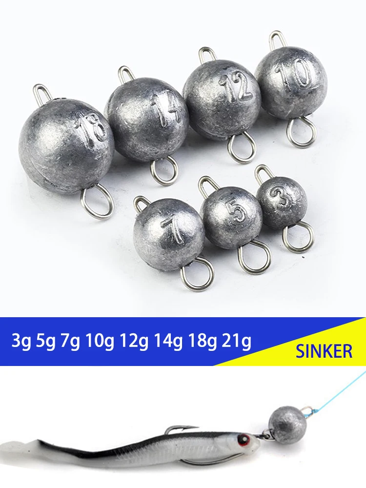 TEASER A020 50 stks 3g 5g 7g 10g 12g 14g 18g 21g van de kogel lood ronde kop aas connector voor vissen accessoires - afbeelding 2