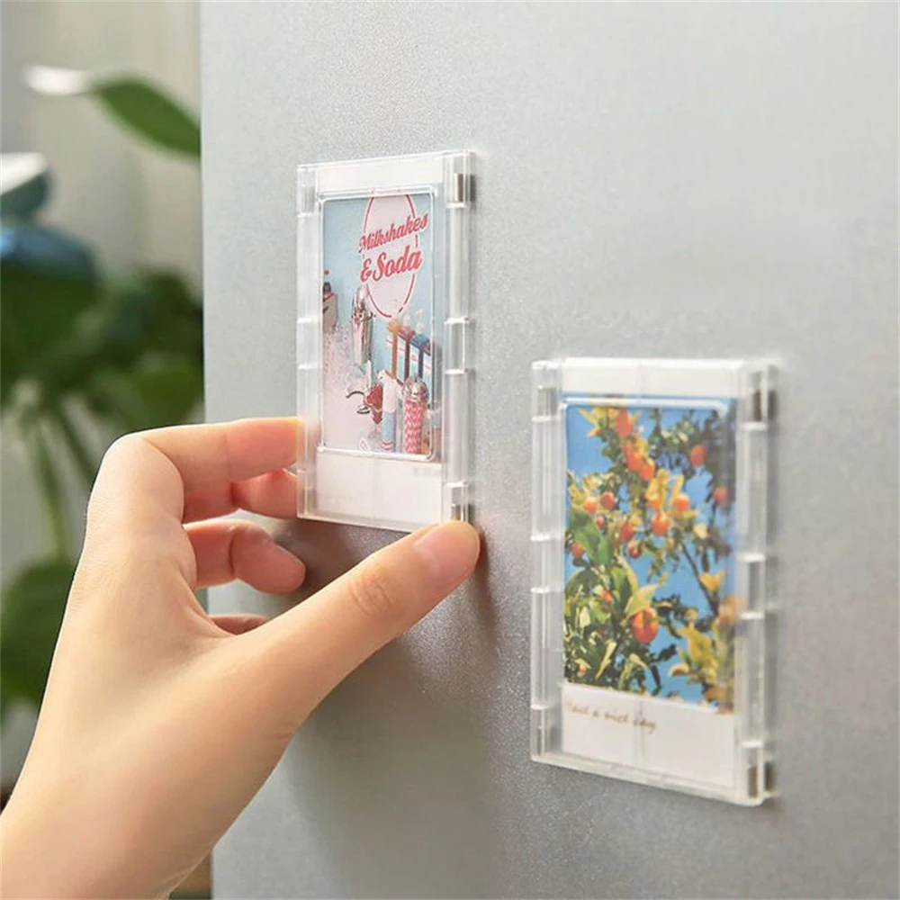 

3-InchPhoto Frame Magnet Design Polaroid Photo Frame Mini Acrylic Magnetic Picture Frames Transparent Acrylic Card Display Stand