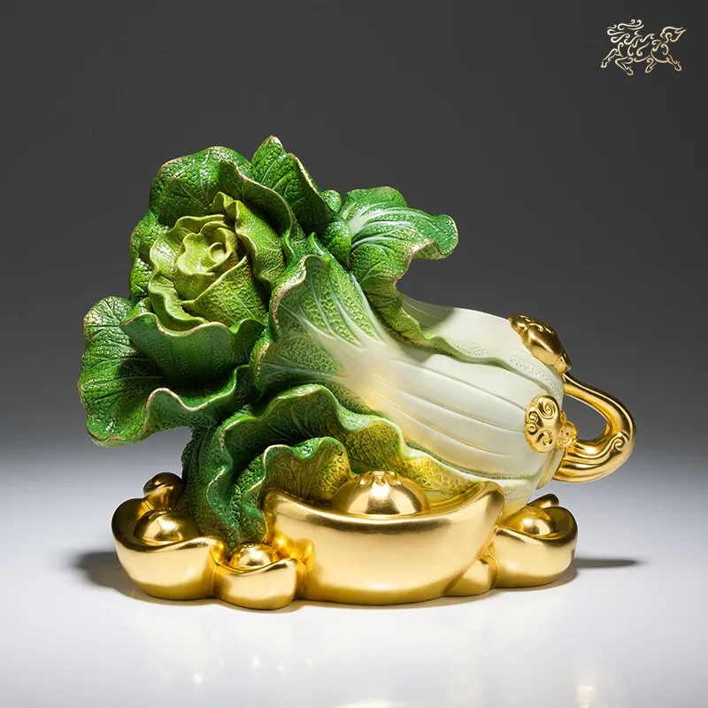 Американская Азия GOOD LUCK Благоприятная 24-каратная золотая фольга МЕДный орнамент Гостиная Компания ZHAO CAI удача RUYI BAICAI YUAN BAO Статуя